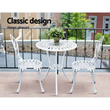 darrahopens Furniture > Outdoor Gardeon 3PC Outdoor Setting Cast Aluminium Bistro Table Chair Patio White