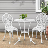 darrahopens Furniture > Outdoor Gardeon 3PC Outdoor Setting Cast Aluminium Bistro Table Chair Patio White
