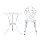darrahopens Furniture > Outdoor Gardeon 3PC Outdoor Setting Cast Aluminium Bistro Table Chair Patio White