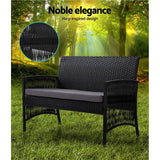 darrahopens Furniture > Outdoor Gardeon 4 PCS Outdoor Furniture Lounge Setting Wicker Dining Set Black
