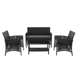 darrahopens Furniture > Outdoor Gardeon 4 PCS Outdoor Furniture Lounge Setting Wicker Dining Set Black