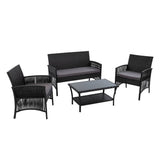 darrahopens Furniture > Outdoor Gardeon 4 PCS Outdoor Furniture Lounge Setting Wicker Dining Set Black