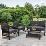 darrahopens Furniture > Outdoor Gardeon 4 PCS Outdoor Furniture Lounge Setting Wicker Dining Set Grey