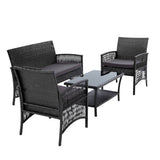 darrahopens Furniture > Outdoor Gardeon 4 PCS Outdoor Furniture Lounge Setting Wicker Dining Set Grey