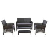 darrahopens Furniture > Outdoor Gardeon 4 PCS Outdoor Furniture Lounge Setting Wicker Dining Set Grey