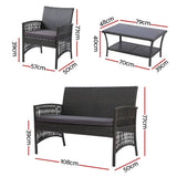 darrahopens Furniture > Outdoor Gardeon 4 PCS Outdoor Furniture Lounge Setting Wicker Dining Set Grey