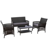 darrahopens Furniture > Outdoor Gardeon 4 PCS Outdoor Furniture Lounge Setting Wicker Dining Set Grey
