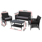 Darrahopens Furniture > Outdoor Gardeon 4 PCS Outdoor Furniture Outdoor Lounge Setting Rattan Patio Dining Set