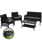Darrahopens Furniture > Outdoor Gardeon 4 PCS Outdoor Furniture Outdoor Lounge Setting Rattan Patio Dining Set