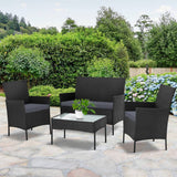 darrahopens Furniture > Outdoor Gardeon 4-piece Outdoor Lounge Setting Wicker Patio Furniture Dining Set Black