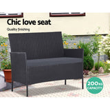 darrahopens Furniture > Outdoor Gardeon 4-piece Outdoor Lounge Setting Wicker Patio Furniture Dining Set Black