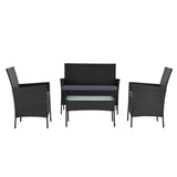 darrahopens Furniture > Outdoor Gardeon 4-piece Outdoor Lounge Setting Wicker Patio Furniture Dining Set Black