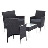 darrahopens Furniture > Outdoor Gardeon 4-piece Outdoor Lounge Setting Wicker Patio Furniture Dining Set Grey