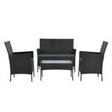 darrahopens Furniture > Outdoor Gardeon 4-piece Outdoor Lounge Setting Wicker Patio Furniture Dining Set Grey