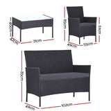 darrahopens Furniture > Outdoor Gardeon 4-piece Outdoor Lounge Setting Wicker Patio Furniture Dining Set Grey