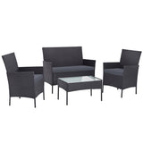 darrahopens Furniture > Outdoor Gardeon 4-piece Outdoor Lounge Setting Wicker Patio Furniture Dining Set Grey