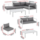 Darrahopens Furniture > Outdoor Gardeon 4-Seater Aluminium Outdoor Sofa Set Lounge Setting Table Chair Furniture