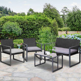 darrahopens Furniture > Outdoor Gardeon 4PC Outdoor Furniture Patio Table Chair Black