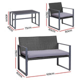 darrahopens Furniture > Outdoor Gardeon 4PC Outdoor Furniture Patio Table Chair Black