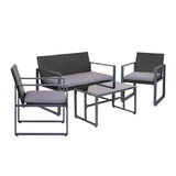 darrahopens Furniture > Outdoor Gardeon 4PC Outdoor Furniture Patio Table Chair Black