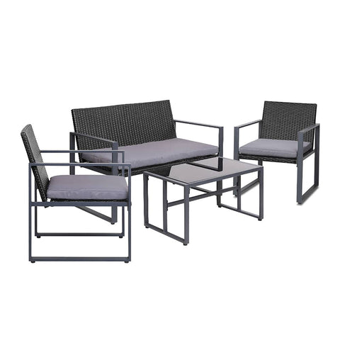 darrahopens Furniture > Outdoor Gardeon 4PC Outdoor Furniture Patio Table Chair Black