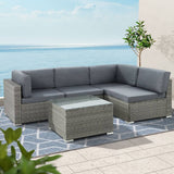 Darrahopens Furniture > Outdoor Gardeon 5-Piece Outdoor Furniture Sofa Set Wicker Lounge Setting Table Chairs
