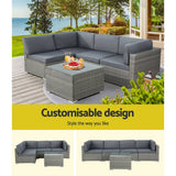 Darrahopens Furniture > Outdoor Gardeon 5-Piece Outdoor Furniture Sofa Set Wicker Lounge Setting Table Chairs
