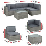 Darrahopens Furniture > Outdoor Gardeon 5-Piece Outdoor Furniture Sofa Set Wicker Lounge Setting Table Chairs