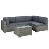 Darrahopens Furniture > Outdoor Gardeon 5-Piece Outdoor Furniture Sofa Set Wicker Lounge Setting Table Chairs