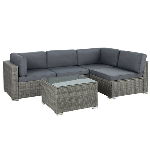 Darrahopens Furniture > Outdoor Gardeon 5-Piece Outdoor Furniture Sofa Set Wicker Lounge Setting Table Chairs