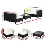 darrahopens Furniture > Outdoor Gardeon 5PC Outdoor Furniture Sofa Set Lounge Setting Wicker Couches Garden Patio Pool