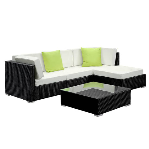 darrahopens Furniture > Outdoor Gardeon 5PC Sofa Set with Storage Cover Outdoor Furniture Wicker
