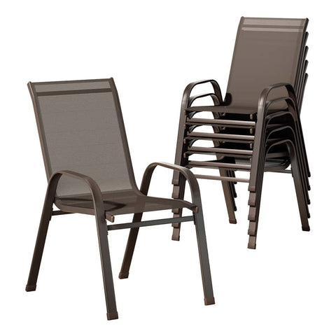 Darrahopens Furniture > Outdoor Gardeon 6pcs Outdoor Dining Chairs Stackable Chair Patio Garden Furniture Brown
