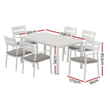Darrahopens Furniture > Outdoor Gardeon 7 Piece Outdoor Dining Set Aluminum Table Chairs 6-seater Lounge Setting