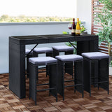 darrahopens Furniture > Outdoor Gardeon 7 Piece Outdoor Dining Table Set - Black