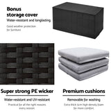 darrahopens Furniture > Outdoor Gardeon 7 Piece Outdoor Dining Table Set - Black