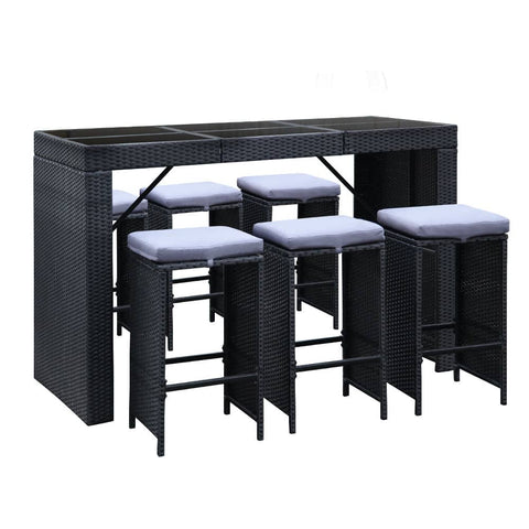 darrahopens Furniture > Outdoor Gardeon 7 Piece Outdoor Dining Table Set - Black