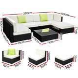 darrahopens Furniture > Outdoor Gardeon 7PC Outdoor Furniture Sofa Set Wicker Garden Patio Pool Lounge