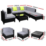 darrahopens Furniture > Outdoor Gardeon 7PC Sofa Set Outdoor Furniture Lounge Setting Wicker Couches Garden Patio Pool
