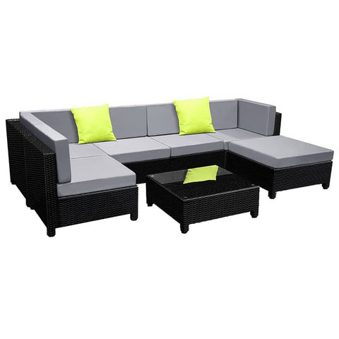 darrahopens Furniture > Outdoor Gardeon 7PC Sofa Set Outdoor Furniture Lounge Setting Wicker Couches Garden Patio Pool