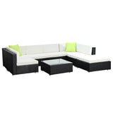 darrahopens Furniture > Outdoor Gardeon 8PC Sofa Set with Storage Cover Outdoor Furniture Wicker