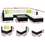 darrahopens Furniture > Outdoor Gardeon 8PC Sofa Set with Storage Cover Outdoor Furniture Wicker
