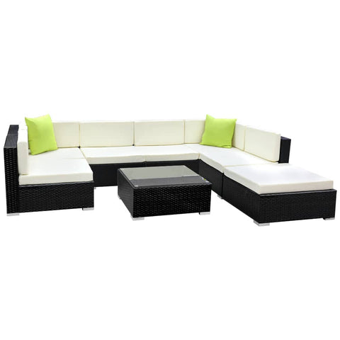 darrahopens Furniture > Outdoor Gardeon 8PC Sofa Set with Storage Cover Outdoor Furniture Wicker