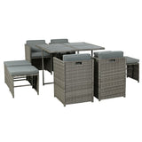 Darrahopens Furniture > Outdoor Gardeon 9 PCS Outdoor Dining Set Table Chairs Patio Lounge Setting Furniture