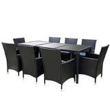 darrahopens Furniture > Outdoor Gardeon 9 Piece Outdoor Dining Set - Black