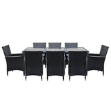darrahopens Furniture > Outdoor Gardeon 9 Piece Outdoor Dining Set - Black