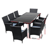 darrahopens Furniture > Outdoor Gardeon 9 Piece Outdoor Dining Set - Black