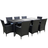 darrahopens Furniture > Outdoor Gardeon 9 Piece Outdoor Dining Set - Black