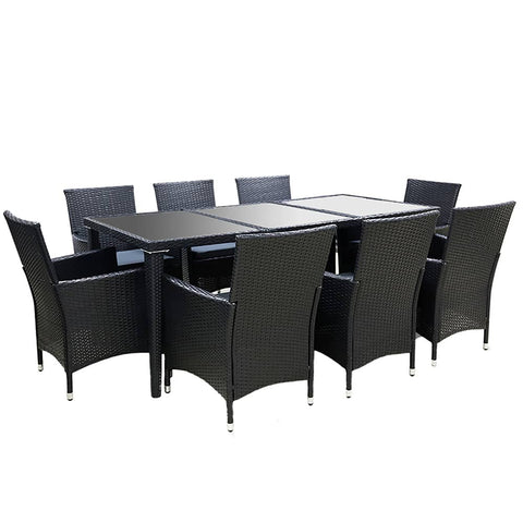 darrahopens Furniture > Outdoor Gardeon 9 Piece Outdoor Dining Set - Black