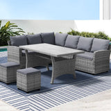 Darrahopens Furniture > Outdoor Gardeon 9-Seater Outdoor Dining Set Patio Furniture Wicker Lounge Table Chairs